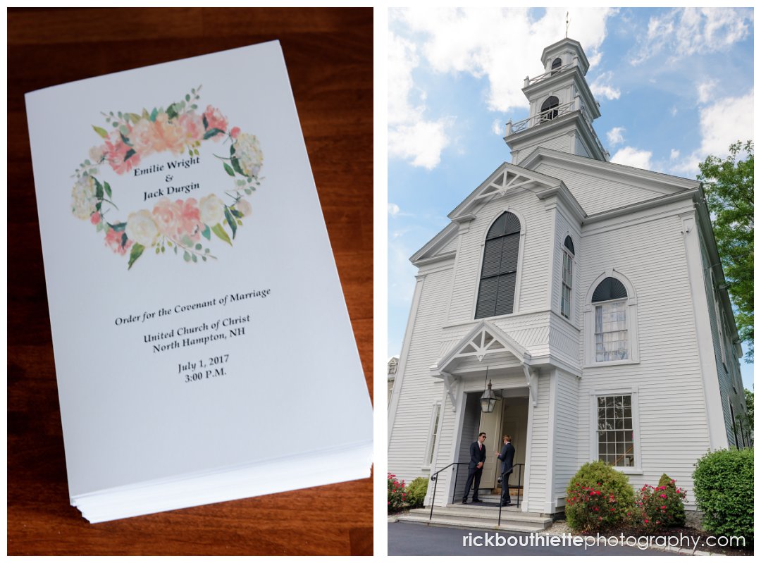 wedding program and church at Rye, NH wedding