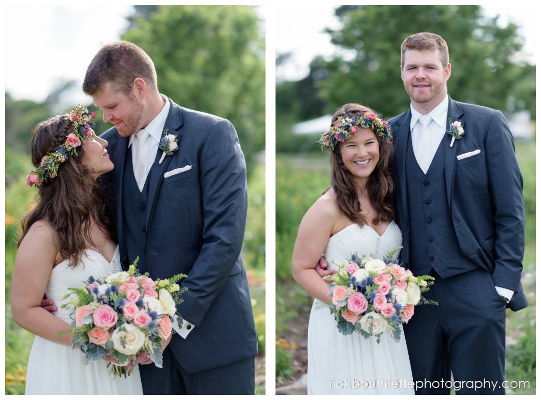formal portraits of bride and groom at Seacoast Science Center wedding