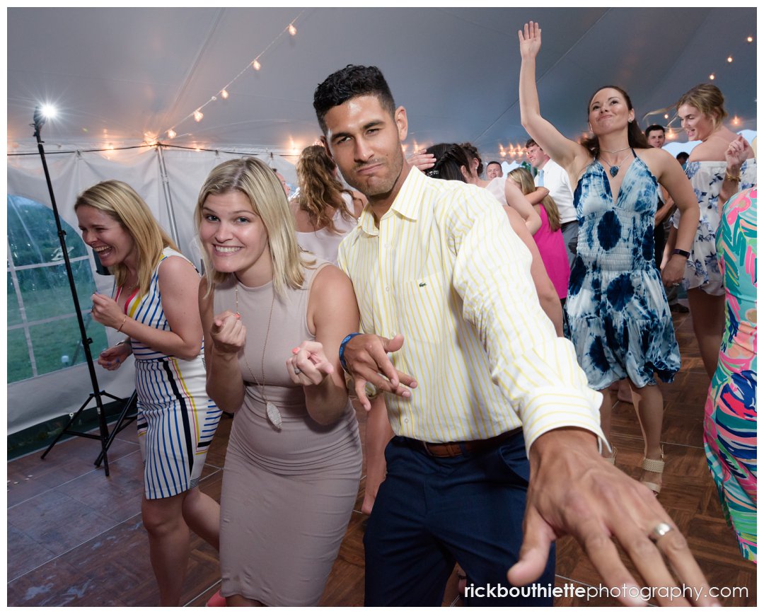 couple showing off their dance moves at New Hampshire Seacoast Science Center wedding reception