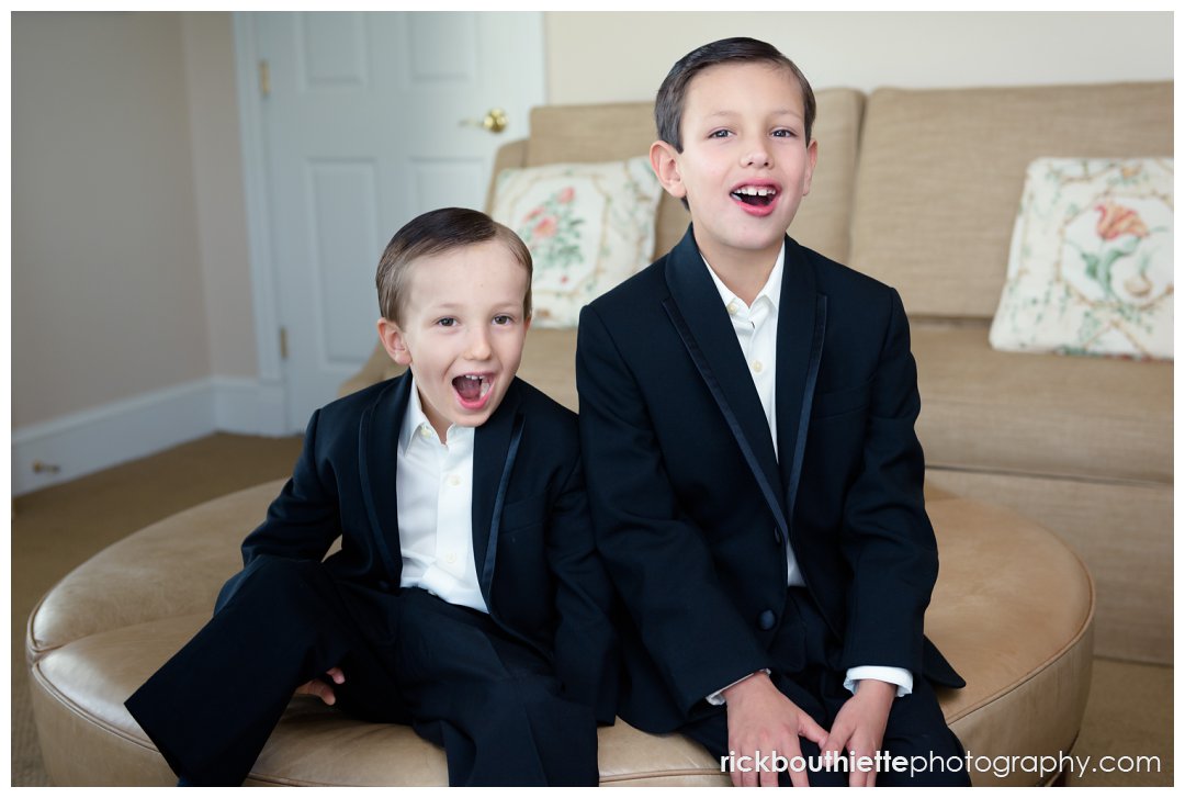 boys having fun before their parent's Mountain View Grand wedding