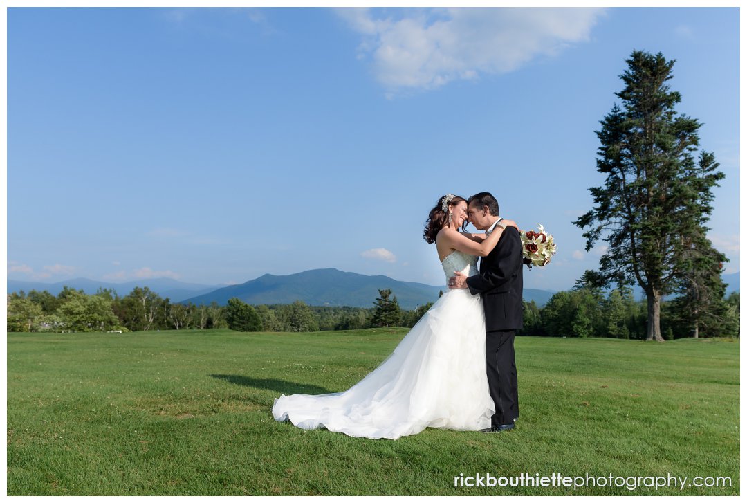 bride and groom portrait on overlook lawn at Mountain View Grand Resort