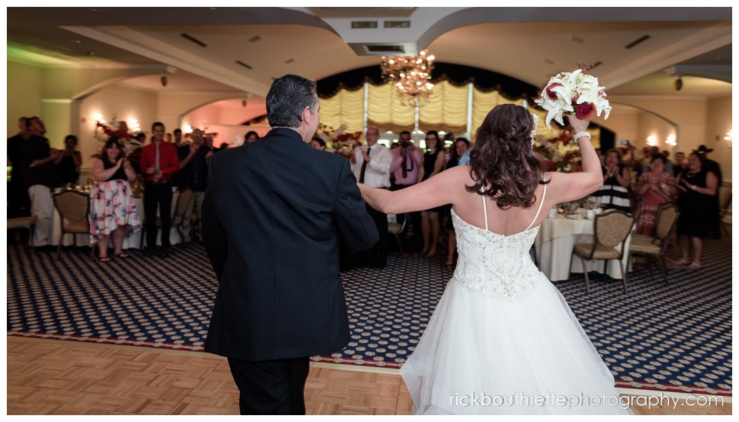 bride and groom enter wedding reception at Mountain View Grand Resort