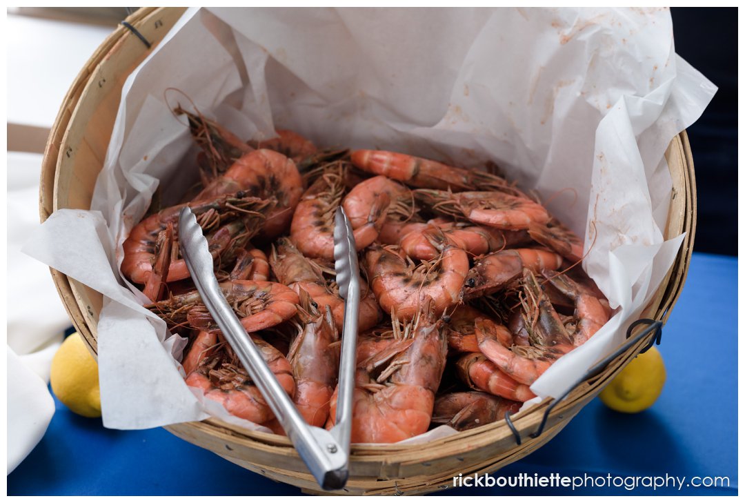 jumbo shrimp in basket at Ordiorne Point Seacoast wedding reception