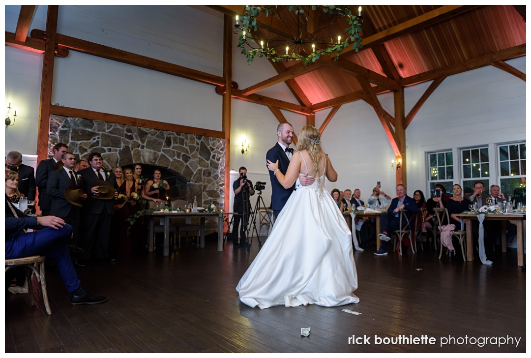 bride & groom first dance at the beautiful Thompson Inn in Durham, NH