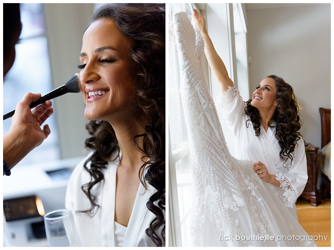 beautiful bride preparing for her New Year’s Eve wedding at the Bedford Village Inn