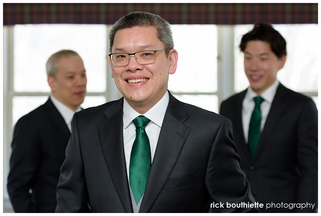 Nathan & his groomsmen just before the ceremony at Waterville Valley Resort 