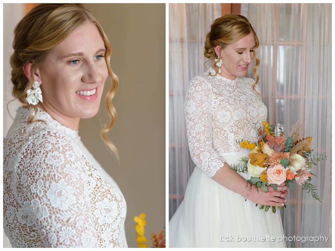 Kasey just before she leaves to meet Jared for their first look at The Wentworth Inn in Jackson, NH