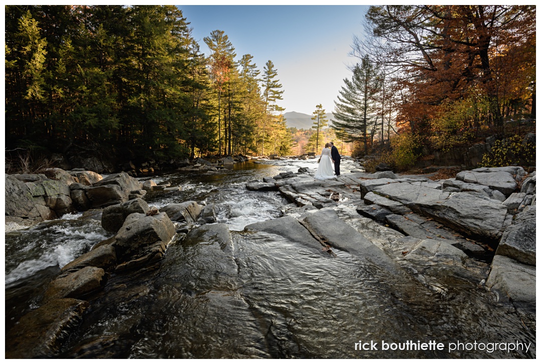 Jared & Kasey took the time to venture to Upper Jackson Falls for some of their couples pictures at their autumn wedding at The Wentworth Inn in Jackson, NH